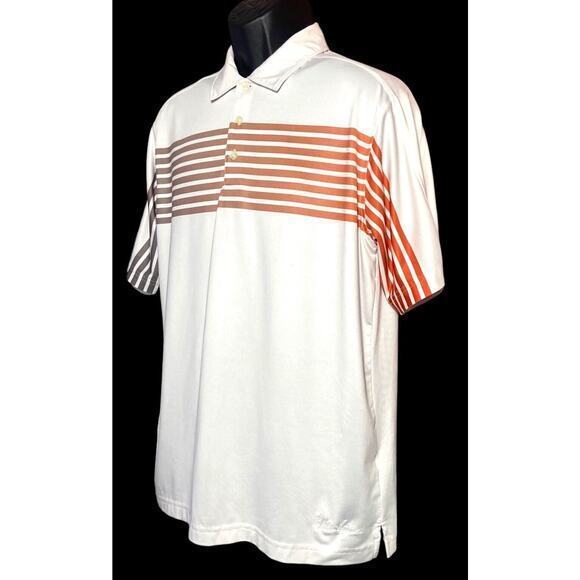 Walter Hagen Men’s Polo Golf Shirt Short Sleeve White Orange Striped Size Medium - Picture 2 of 11